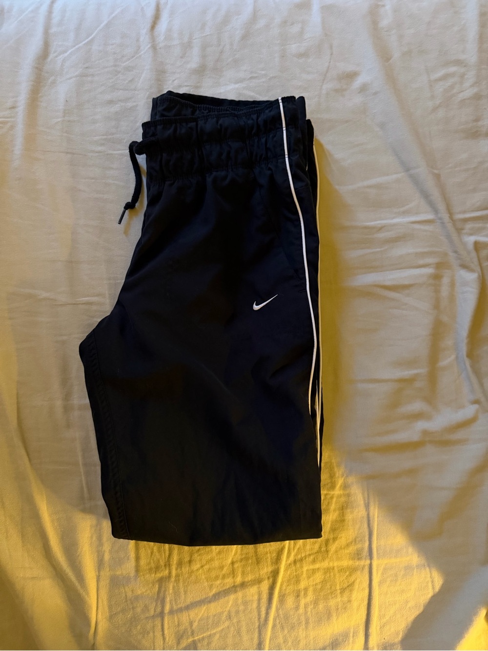 Nike Kids Black Joggers with White Side Piping